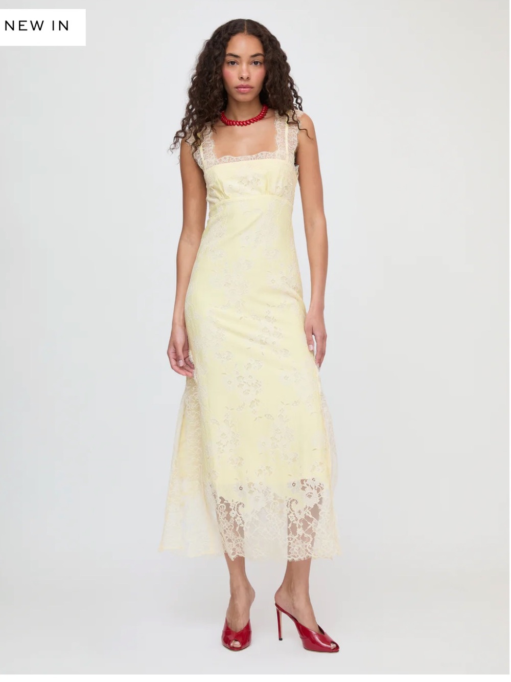 Hill House Home The Alba Dress in Yellow Trailing Lace Yellow White Size Medium - Picture 6 of 6